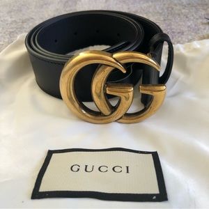 Authentic Gucci Marmont double G wide leather belt